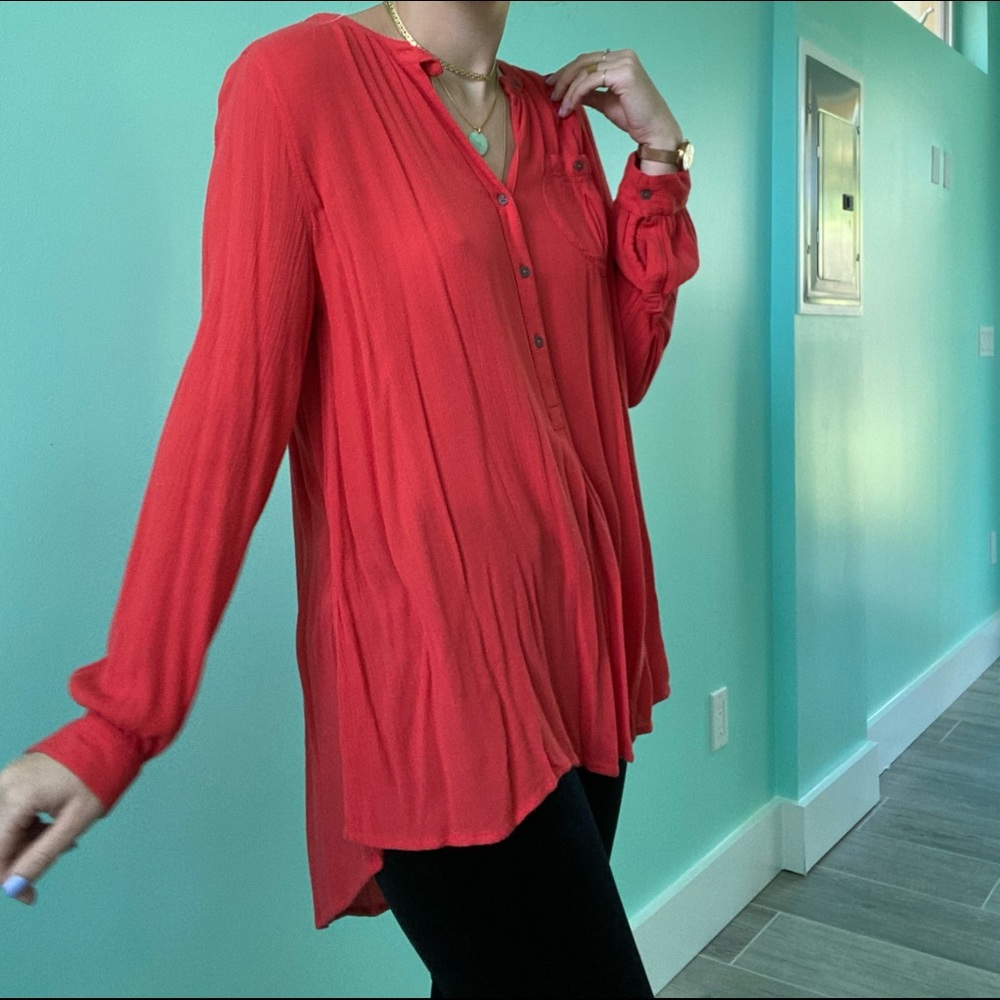 Free People oversized red tunic